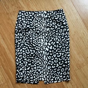 Leopard print pencil skirt.